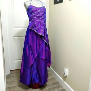 Purple beaded 2pc evening gown, size xs